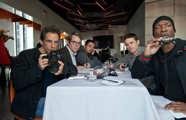 Gang’s All Here, L-R: Ben Stiller, Matthew Broderick, Michael Peña, Casey Affleck and Eddie Murphy in ‘Tower Heist’