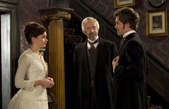 Felicity Jones (Emily), Jonathan Pryce (Dr. Robert) and  Hugh Dancy in ‘Hysteria’