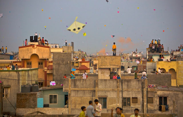 The City of Ahmedabad During the Kite Festival in ‘Pantang’