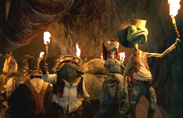 The Sheriff Leads the Town Folk in a Quest for Water in ‘Rango’