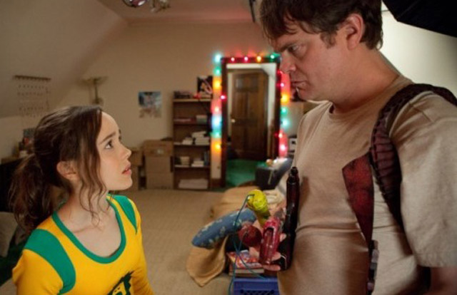 Ellen Page (Boltie) and Rainn Wilson (The Crimson Bolt) in ‘Super’