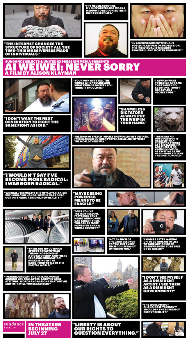 The Ai Weiwei: Never Sorry movie poster