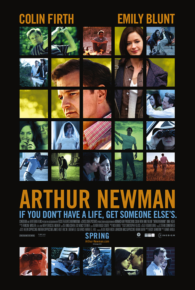 The movie poster for Arthur Newman starring Colin Firth and Emily Blunt