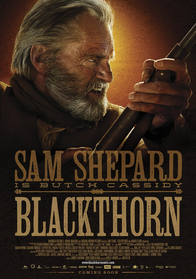 The movie poster for Blackthorn starring Sam Shepard as Butch Cassidy