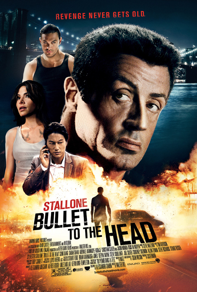 The movie poster for Bullet to the Head starring Sylvester Stallone and Christian Slater