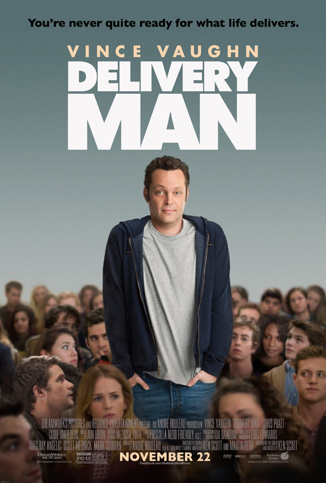The movie poster for Delivery Man starring Vince Vaughn and Chris Pratt