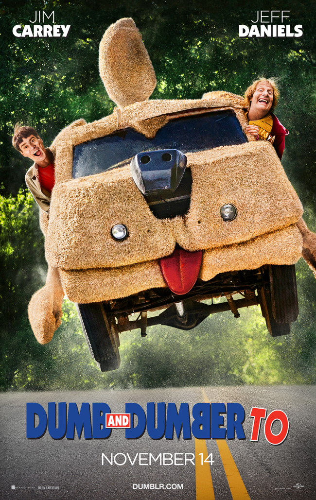 The movie poster for Dumb and Dumber To starring Jim Carrey and Jeff Daniels
