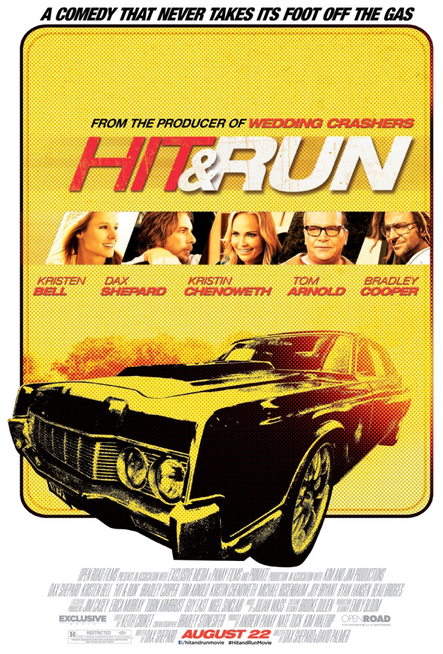 The Hit and Run movie poster with Dax Shepard, Kristen Bell and Bradley Cooper