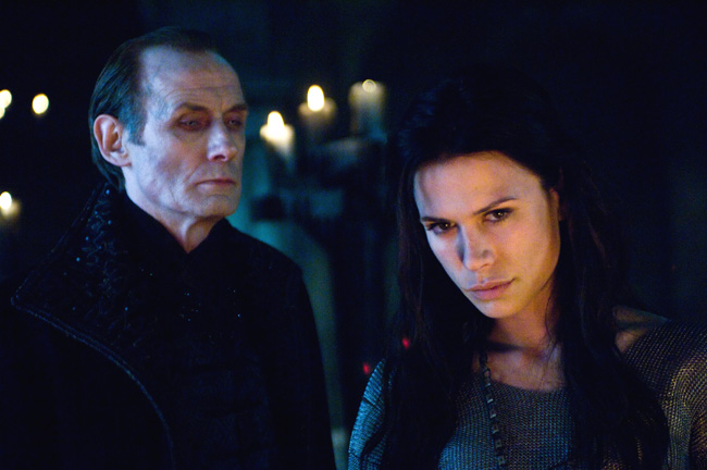 Bill Nighy (left) and Rhona Mitra star in Underworld: Rise of the Lycans