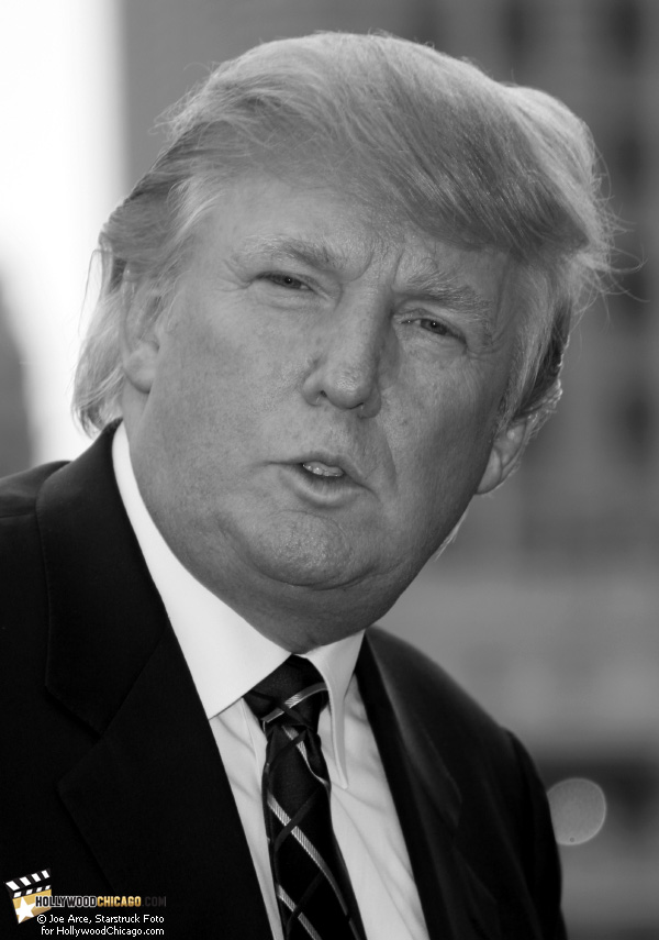 Donald Trump greets VIPs in Chicago on Sept. 24, 2008 for the opening of his Trump International Hotel and Tower