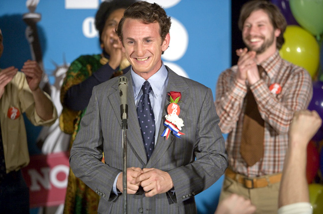 Sean Penn stars as real-life gay rights icon Harvey Milk in director Gus Van Sant's Milk