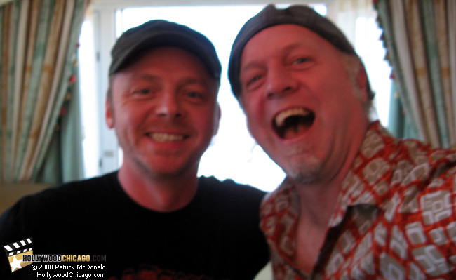 How to Lose Friends and Alienate People star Simon Pegg in Chicago on Aug. 27, 2008 with Patrick McDonald