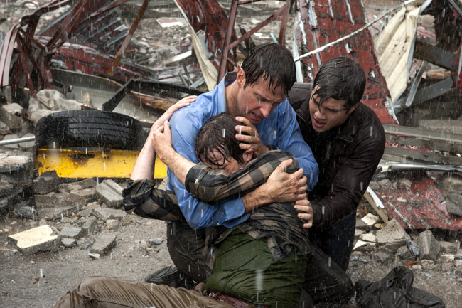Max Deacon, Richard Armitage and Nathan Kress in Into the Storm