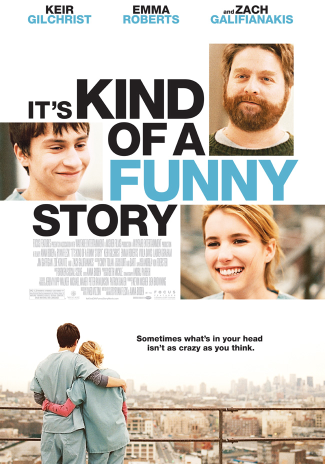 The movie poster for It's Kind of a Funny Story with Zach Galifianakis and Jim Gaffigan