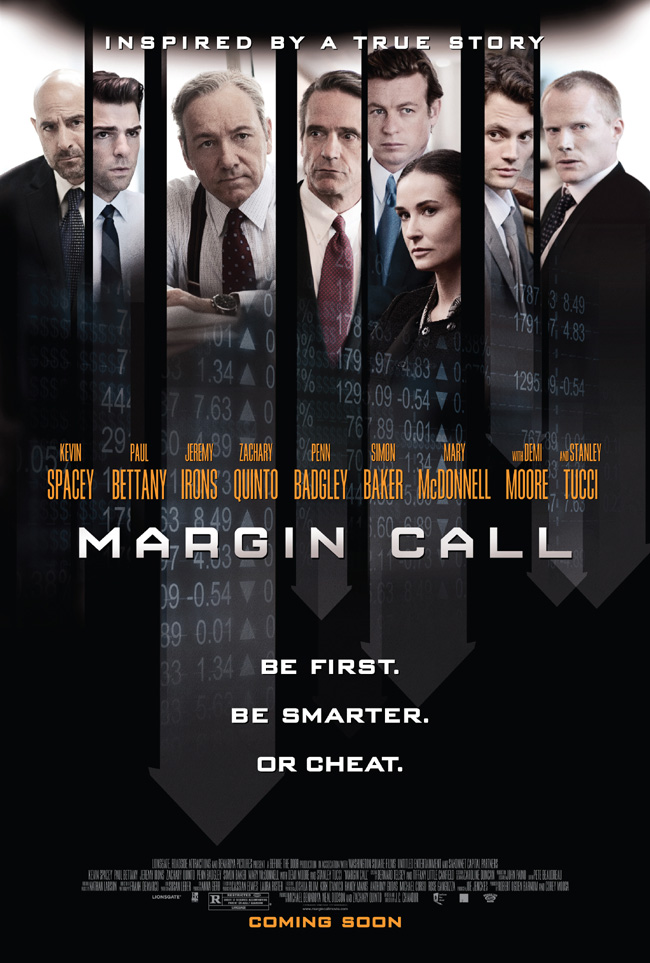 The movie poster for Margin Call with Kevin Spacey, Demi Moore and Stanley Tucci