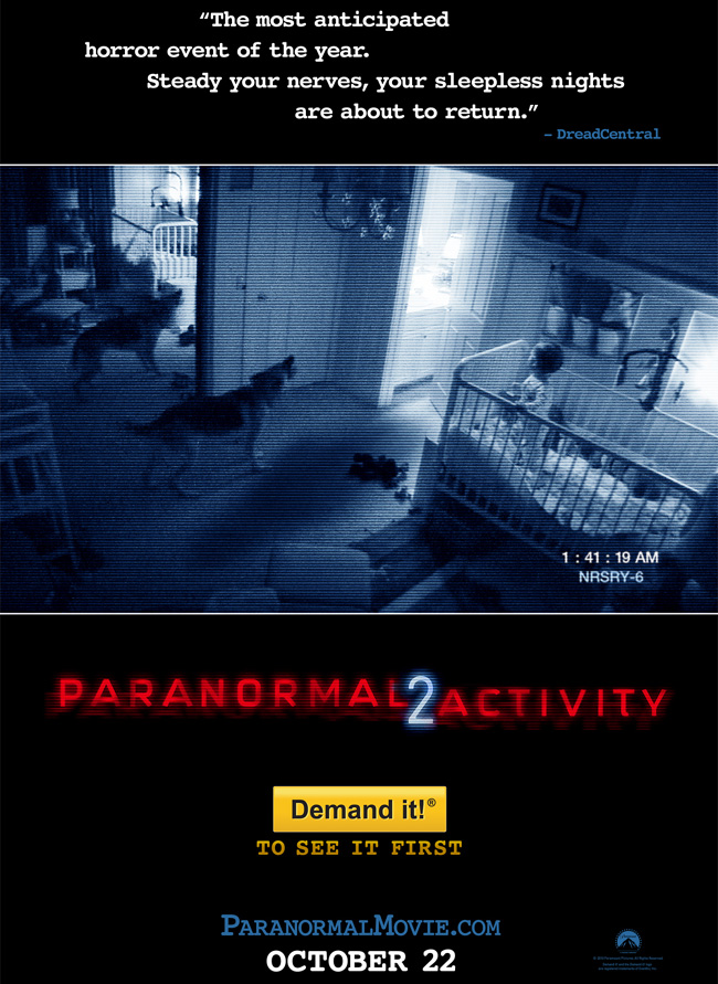 The movie poster for Paranormal Activity 2 from Oren Peli