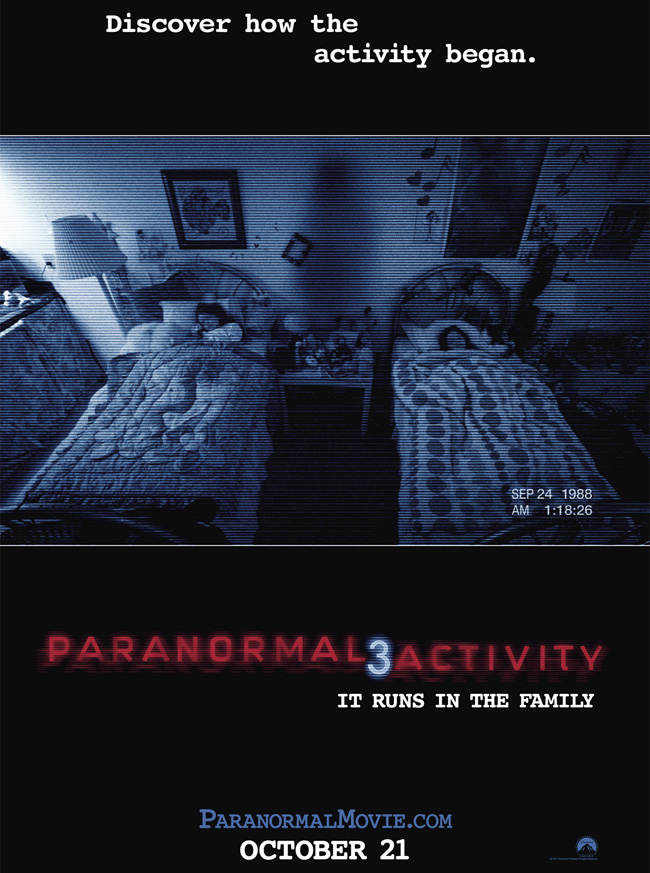 The movie poster for Paranormal Activity 3