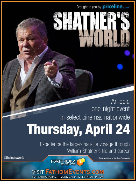 The event poster for Shatner's World starring William Shatner