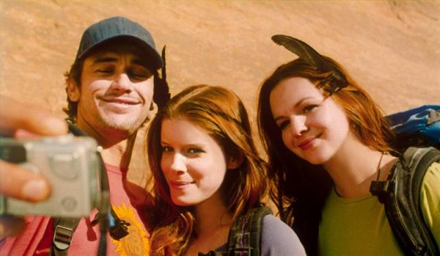 Left to right: James Franco, Kate Mara and Amber Tamblyn in 127 Hours