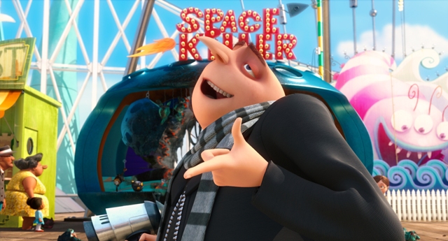 Gru (Steve Carell) enjoys an amusement park.