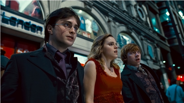 Left to right: Daniel Radcliffe, Emma Watson and Rupert Grint in Harry Potter and the Deathly Hallows: Part 1