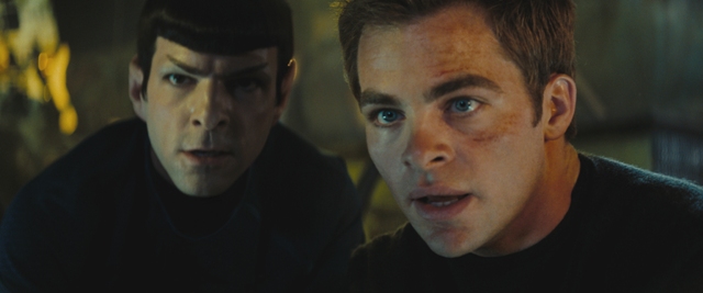 Spock (Zachary Quinto, left) and James T. Kirk (Chris Pine, right) in "Star Trek."