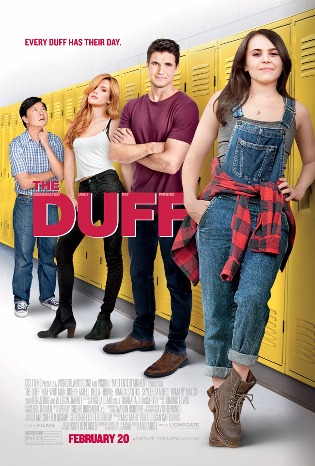 The movie poster for The DUFF starring Mae Whitman, Bella Thorne and Ken Jeong