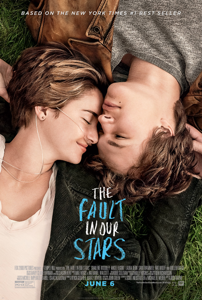 The movie poster for The Fault in Our Stars starring Shailene Woodley and Ansel Elgort