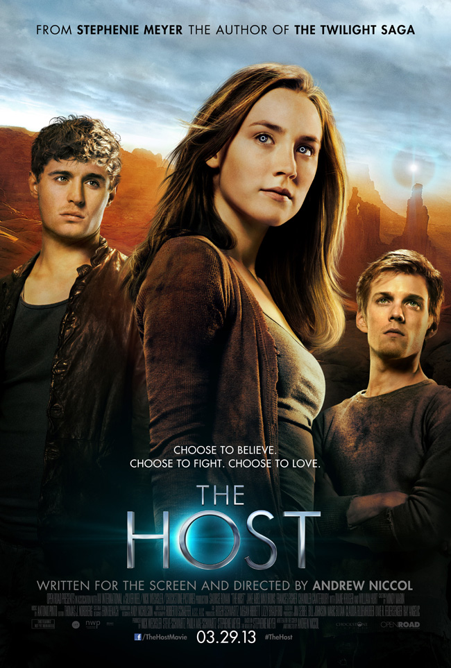 The movie poster for The Host starring Saoirse Ronan, Diane Kruger and William Hurt