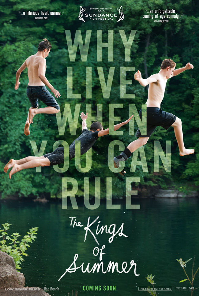 The movie poster for The Kings of Summer starring Nick Robinson, Gabriel Basso and Moises Arias