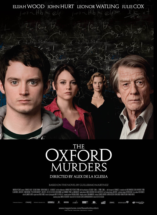 The movie poster for The Oxford Murders with Elijah Wood and John Hurt