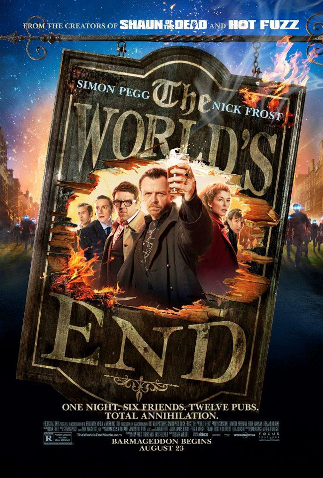 The movie poster for The World's End starring Simon Pegg and Nick Frost