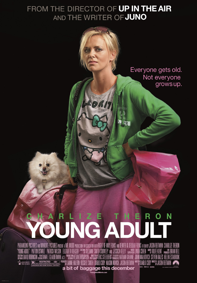 The movie poster for Young Adult starring Charlize Theron, Patrick Wilson and Patton Oswalt