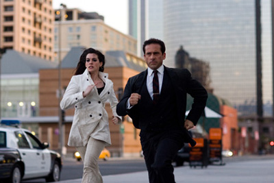 Anne Hathaway stars as Agent 99 and Steve Carell stars as Maxwell Smart in Get Smart