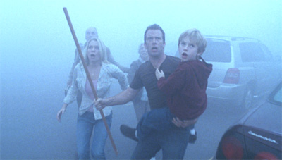 Laurie Holden (left), Thomas Jane (middle) and Nathan Gamble in The Mist