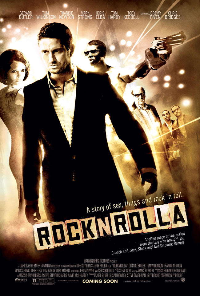 RocknRolla features Gerard Butler, Thandie Newton, Tom Wilkinson, Jeremy Oiven and Mark Strong